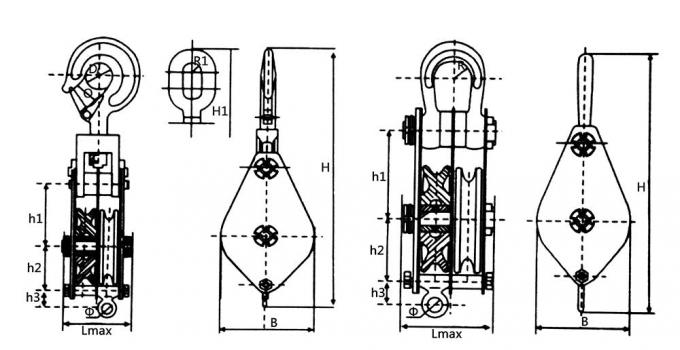JTPB-F2 Hook(Chain Link)Sories Closed Double Wheels Pulley