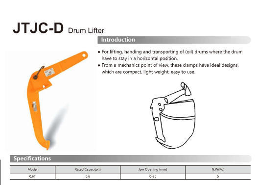 Good price JTJC-D Jerrican Clamp Mechanical Lifting Devices for Horizontal Lifting and Handling of Oil Drums online