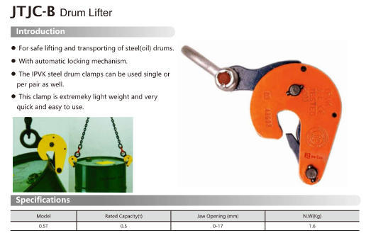 Good price Mechanical Lifting Devices JTJC-B Jerrican Clamp for Lightweight and Durable Drum Transportation online